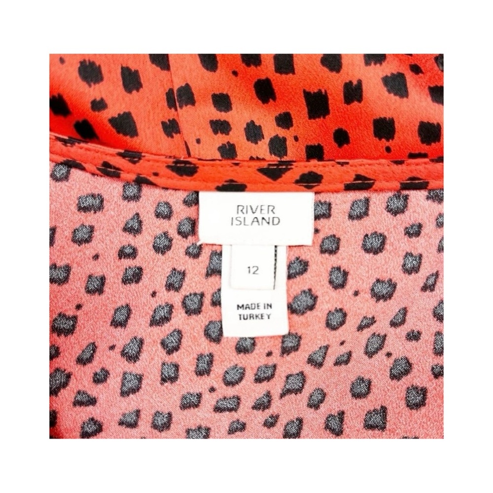 RIVER ISLAND Red Spotted Faux Wrap Midi Dress - Picture 10 of 10